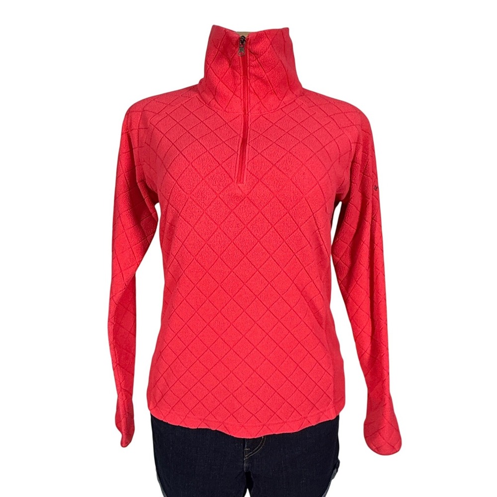Columbia Fleece Pullover Women Medium Pink Excellent Quilted Quarter Zip Top